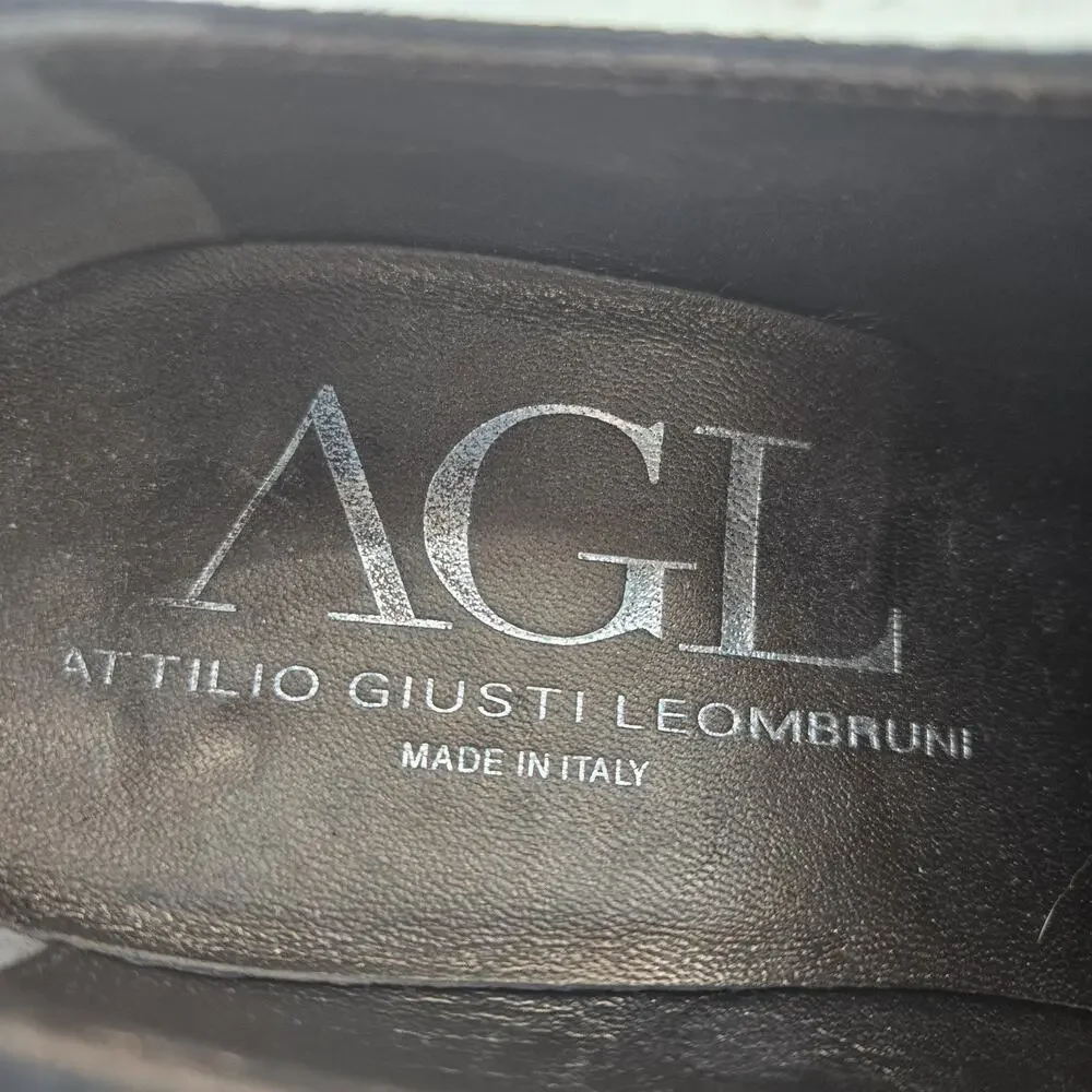 AGL Attilio Giusti Leombruni Heels Black Suede Lace Up Preppy Womens 11 41 Italy